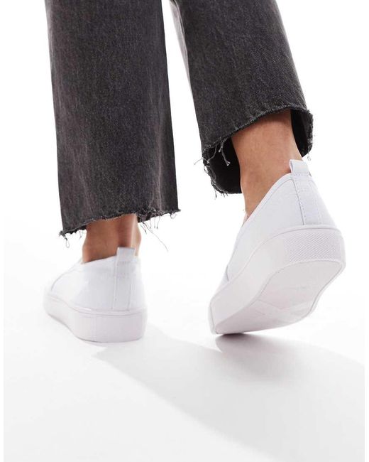 ASOS White Wide Fit Dotty Slip On Plimsolls