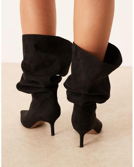 ASOS Black Curve Cydney Slouch Pull On Knee Boots