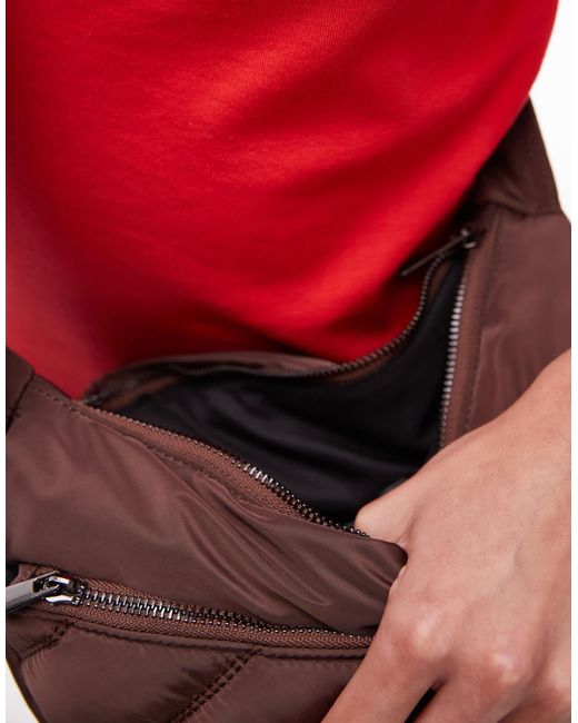 TOPSHOP Red – cora – gesteppte nylon-umhängetasche