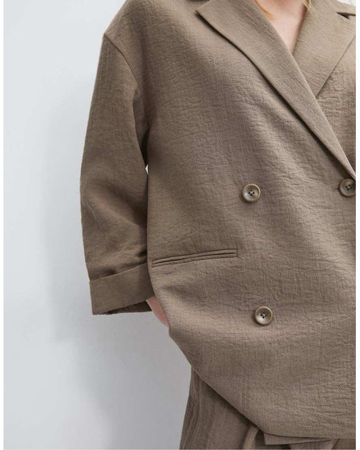 Stradivarius Brown Flowing Double-breasted Blazer