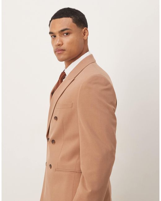 ASOS – zweireihige anzugjacke in Brown für Herren
