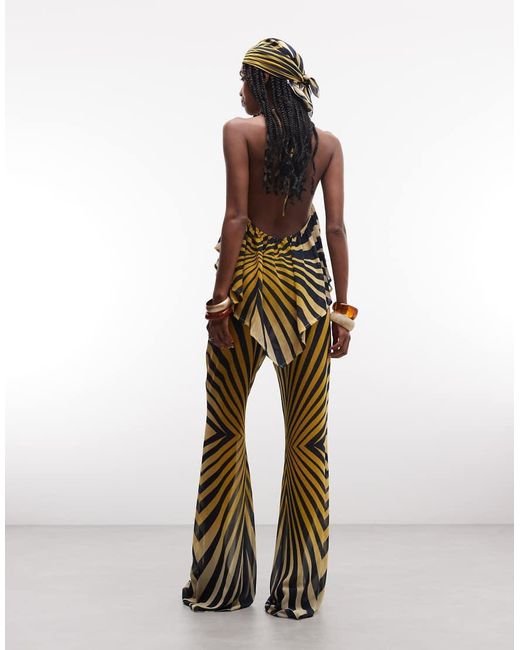 Noughts & Kisses Multicolor Wide Leg Chiffon Flared Trousers Co-Ord