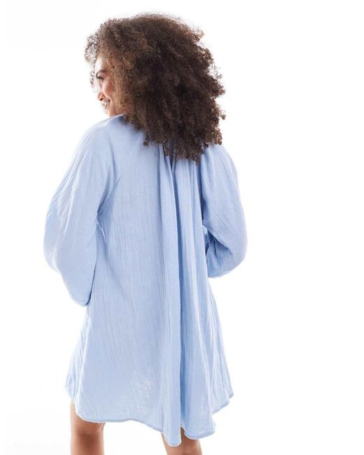 ASOS Mini Jurk Van Dubbele Stof Met A-Lijn in het Blue