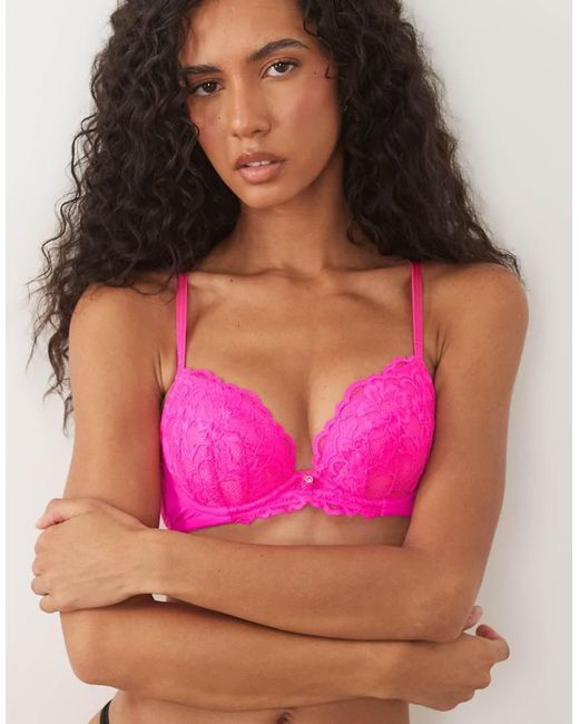 Ann Summers Pink Sexy Lace Padded Plunge Bra
