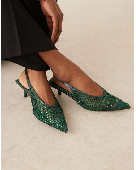 ASOS Green Sydney Slingback Kitten Heel Shoes