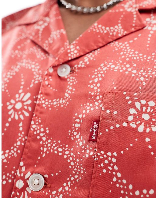 Levi's Red Sunset Camp Short Sleeve Floral Print Shirt for men