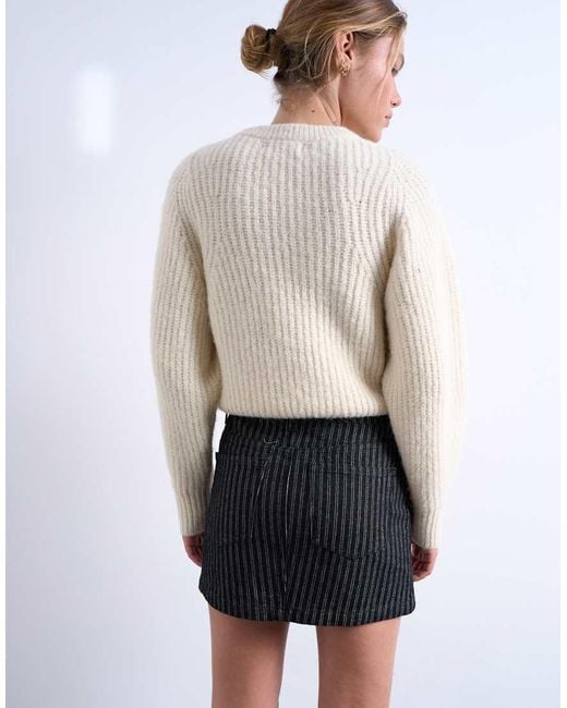 TOPSHOP White Denim Pelmet Mini Skirt