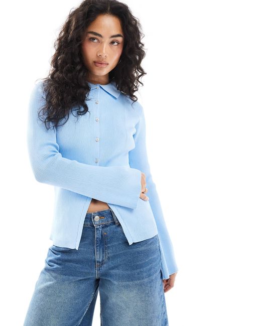 ASOS Blue Neat Fit Collared Cardigan