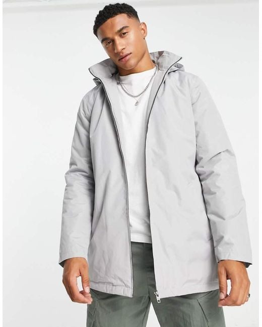 French Connection Lined Mac Jacket With Hood in Grey for Men Lyst UK