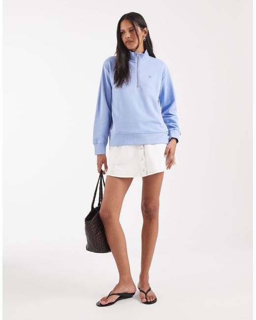 Pull en coton à demi-fermeture éclair - clair Gant en coloris Blue