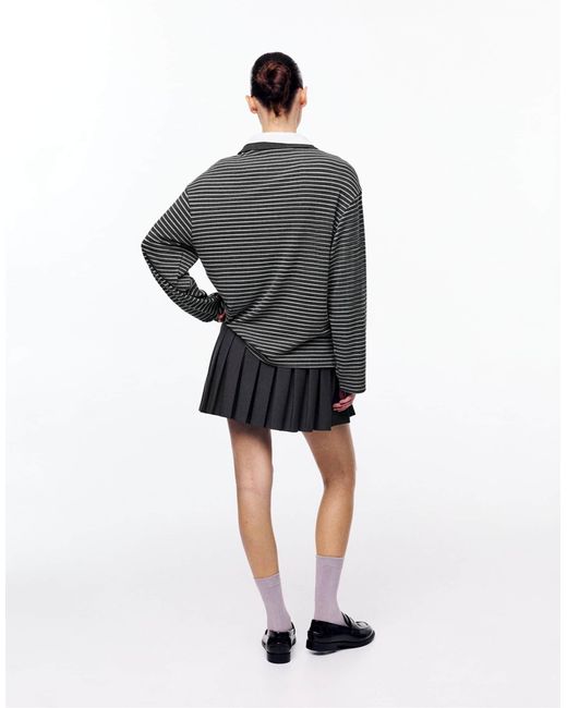 Pull&Bear Black – gestreiftes polohemd