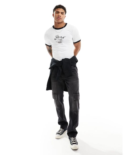 ASOS Muscle Fit Ringer T-shirt in White for Men | Lyst
