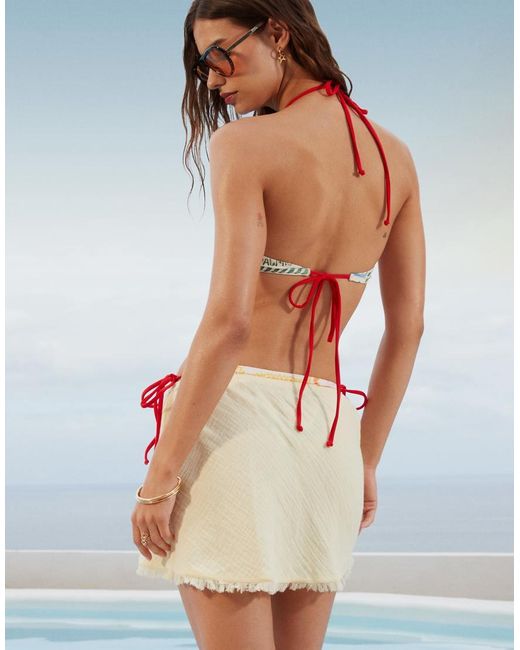 ASOS Natural Callie Cheesecloth Frayed Beach Skirt