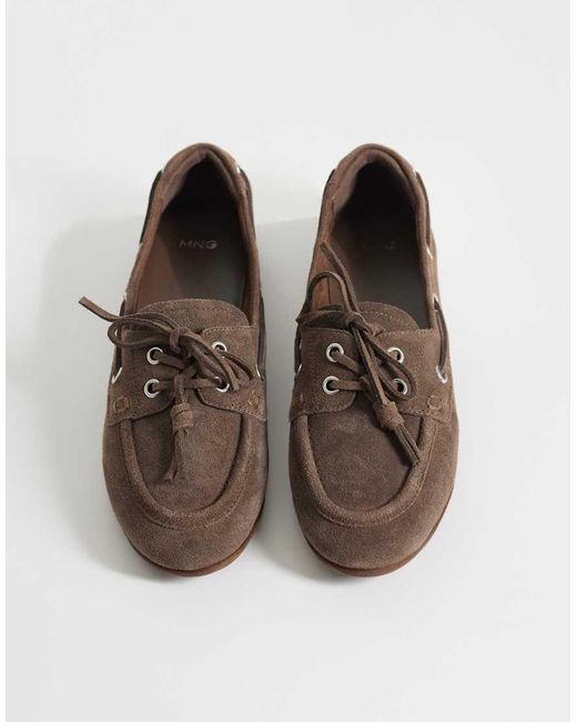 Mango Brown Leather Boat Shoe