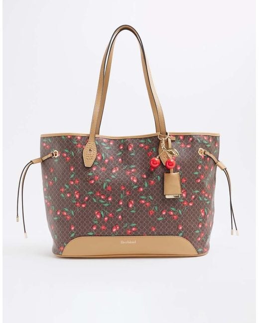 River Island Brown Monogram Cherry Shopper Bag