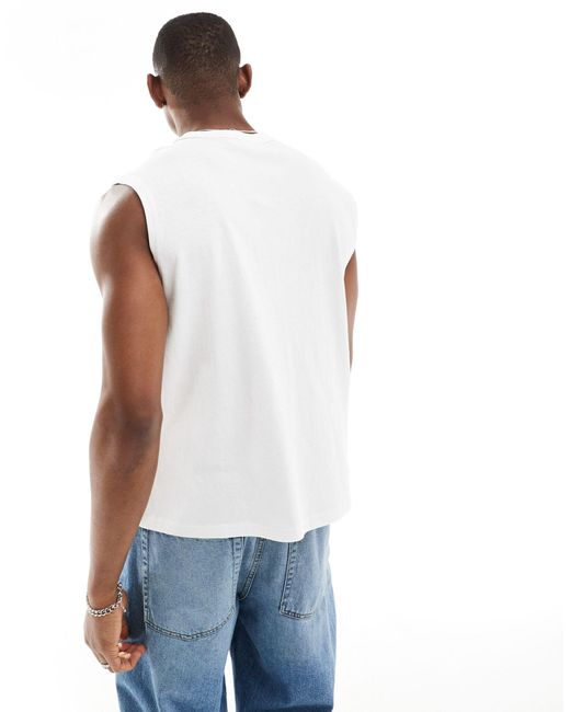 Weekday White Boxy Fit Tank Top for men