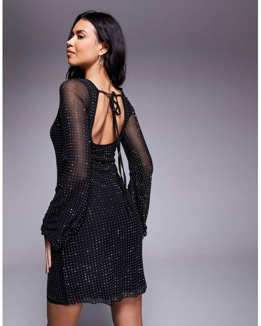 New Look Hotfix Long Sleeve Mini Dress in Blue | Lyst Australia
