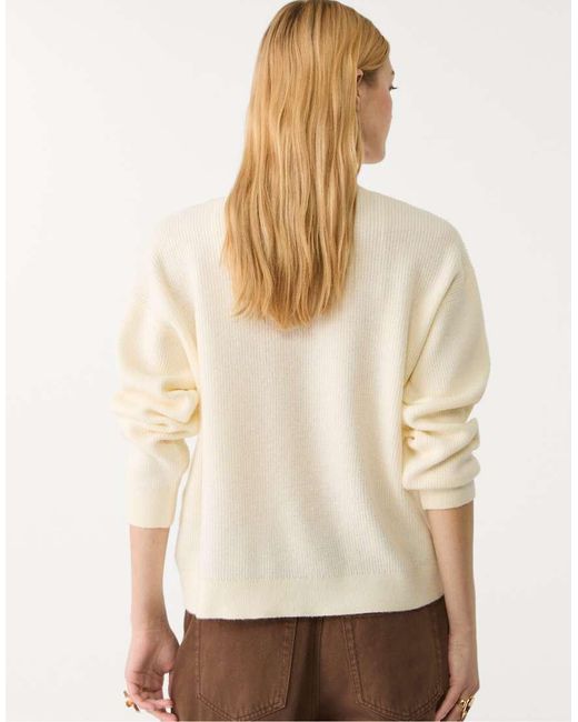 Stradivarius Sweater Met Vilt En V-Hals in het Natural