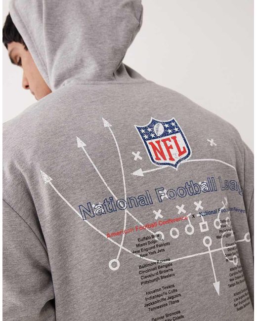 ASOS Gray Unisex Oversized Hoodie With Nfl Prints