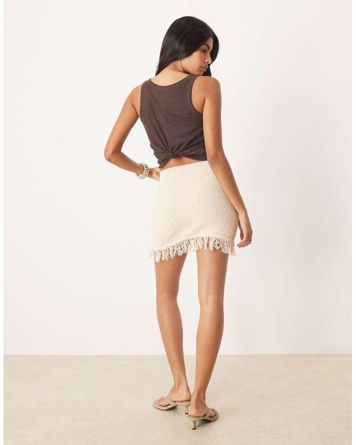 ASOS Natural Boucle Fringe Hem Mini Skirt
