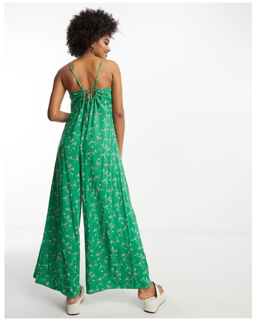 Asos design tall - tuta jumpsuit con pantaloni culotte verde a fiori con  fascette di ASOS in Verde | Lyst