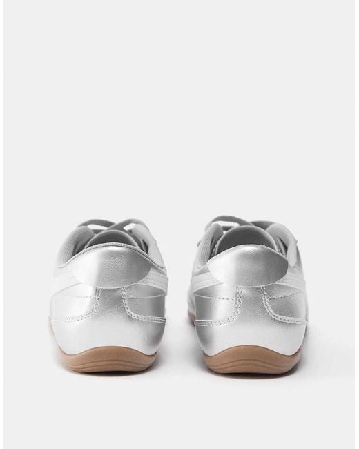 Pull&Bear White Silver Retro Trainers