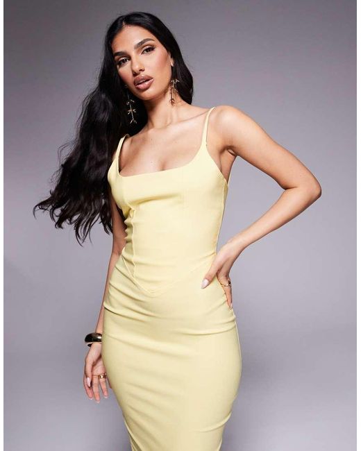 Vesper Blue Corset Detail Bodycon Midaxi Dress