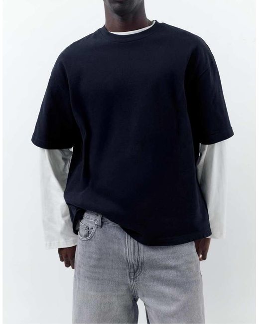 Pull&Bear Blue Standard Denim Bermuda Shorts for men