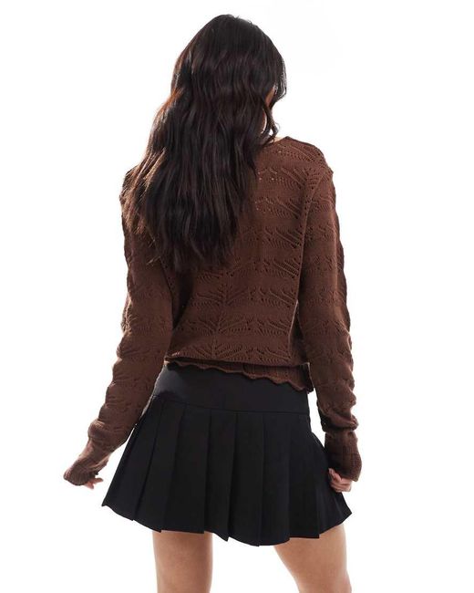 Maglione Marrone Cioccolato All'Uncinetto di Miss Selfridge in Brown