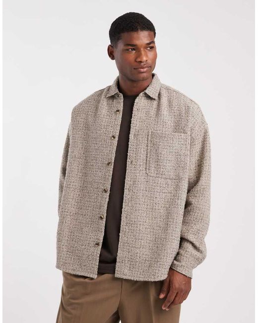 ASOS Natural Volume Oversized Boucle Shirt for men