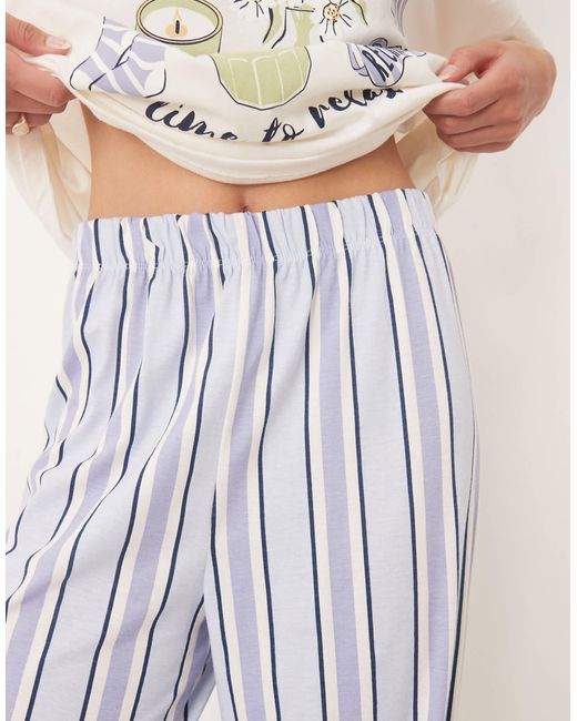 ASOS White Asos Design Tall Oversized Tee & Wide Leg Trouser Pyjama Set