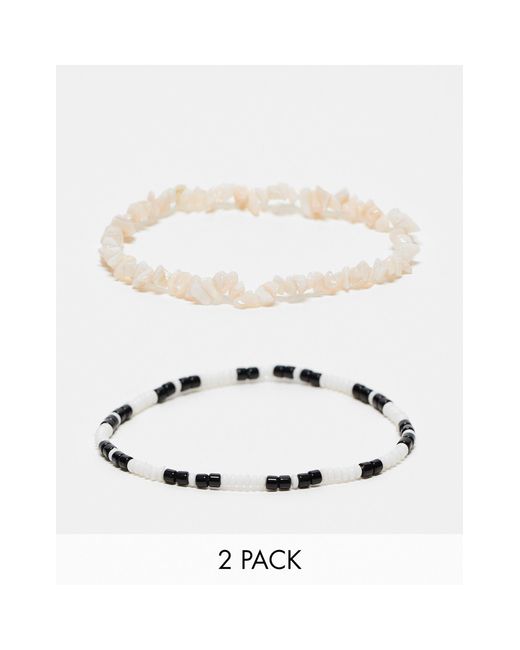 ASOS White 2 Pack Anklets With Faux Shells for men