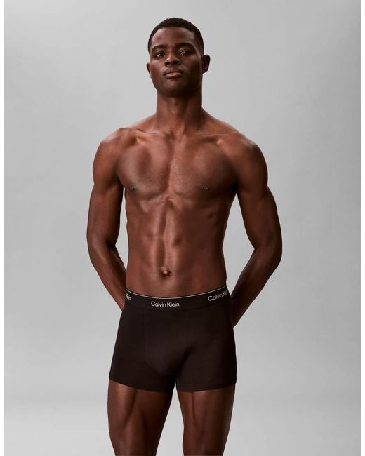 Calvin Klein Black Icon Cotton Stretch 3 Pack Relaxed Trunks for men