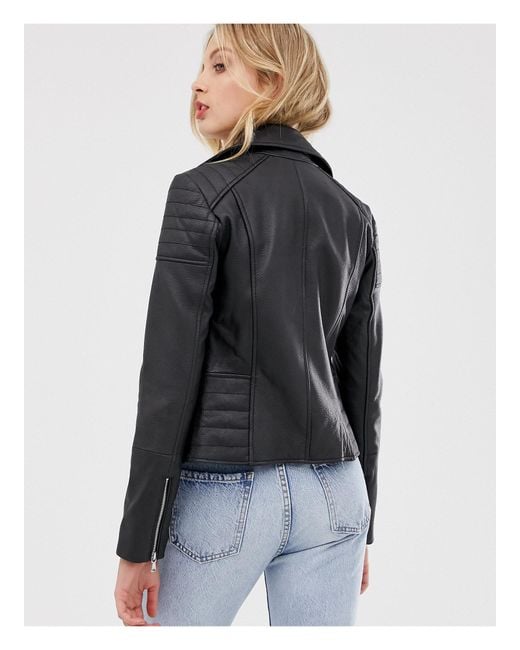 Barneys Originals Barney's Originals Clara Real Leather Jacket in Black |  Lyst