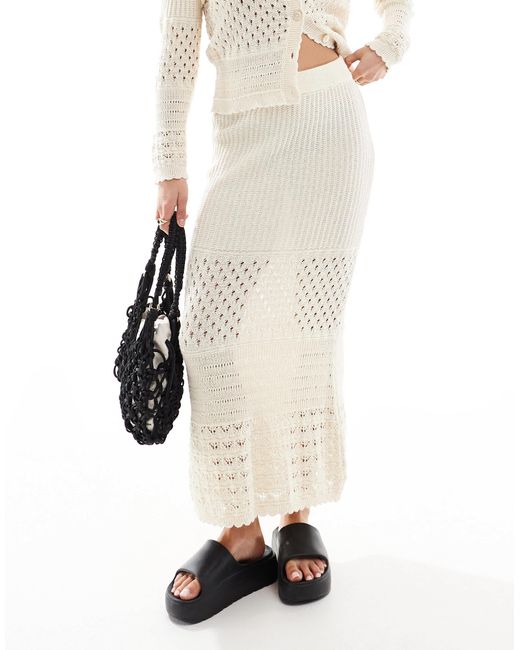 Vero Moda Natural Crochet Maxi Skirt Co-ord
