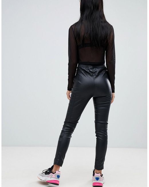 adidas Originals Aa 42 Faux Leather Pants In Black Lyst