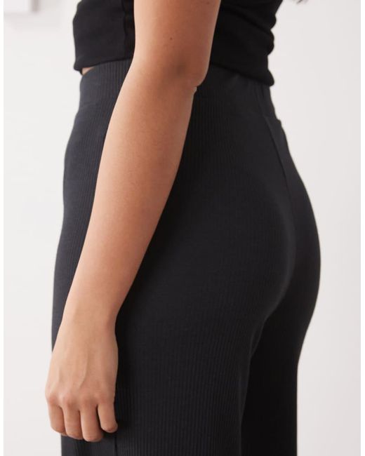 Noisy May Black Ribbed Wide Leg Trouser