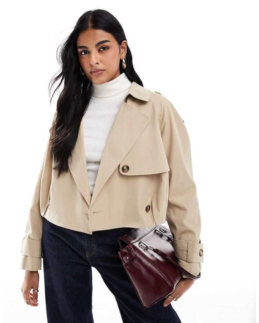 ASOS Natural Bubble Hem Cropped Trench Coat