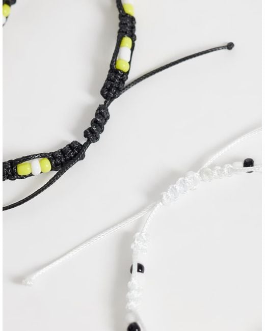 ASOS Gray 2 Pack Braided Beaded Bracelet for men