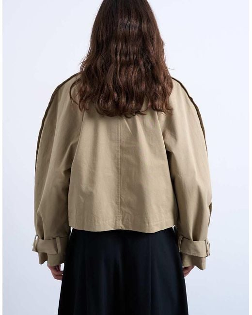 TOPSHOP Natural Cotton Ovoid Sleeve Short Trench