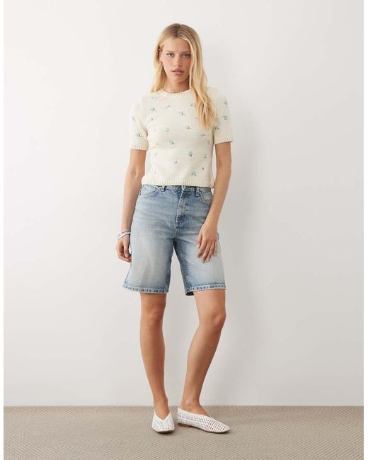 ASOS Natural Knitted Shrunken Top