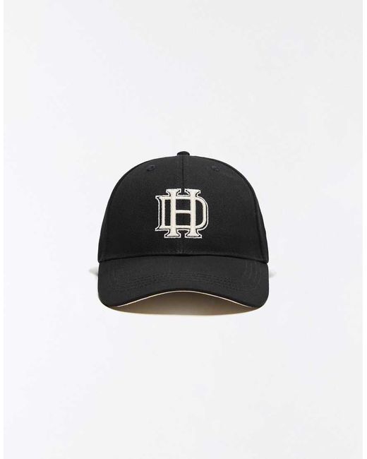 Bershka Black Embroidered Cap for men