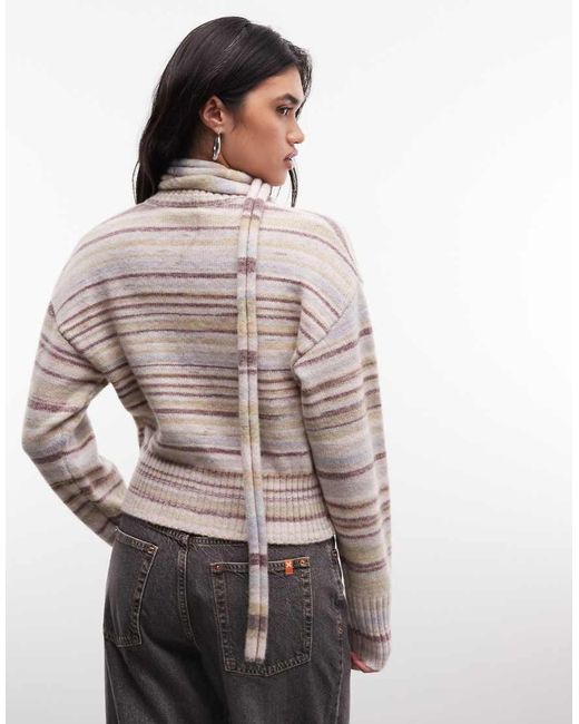 Daisy Street Brown Boxy Cardigan With Matching Scarf