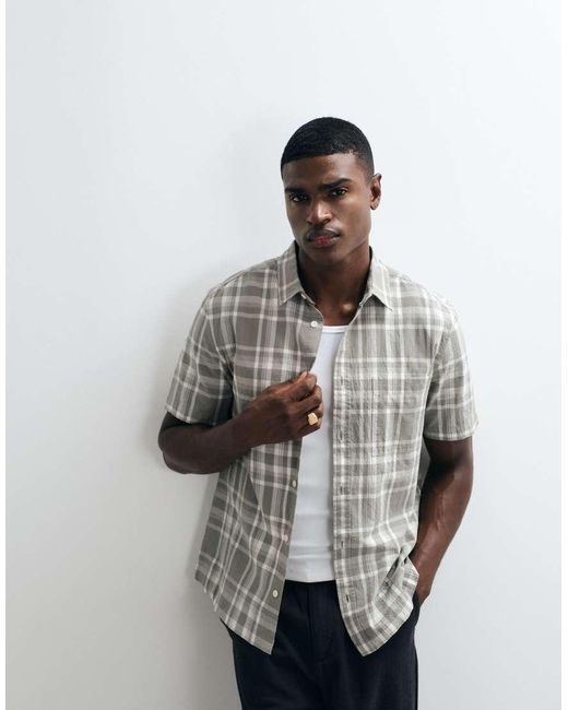 ASOS Natural Regular Fit Check Shirt for men