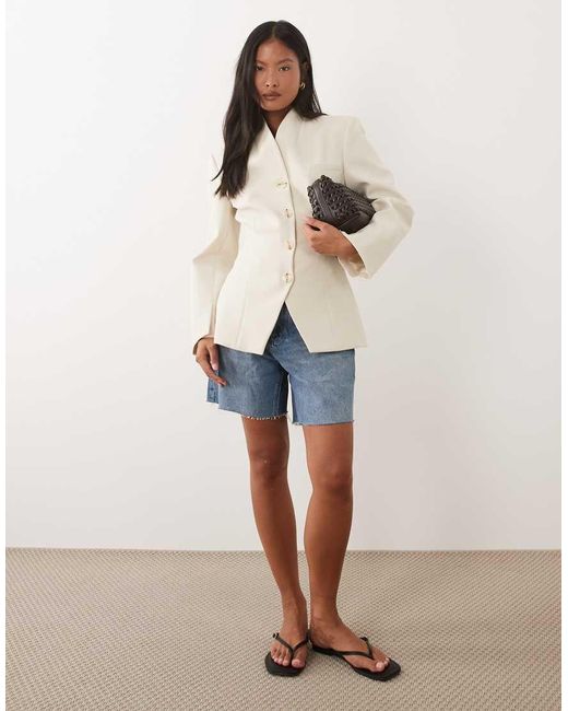 Miss Selfridge Natural Collarless Blazer