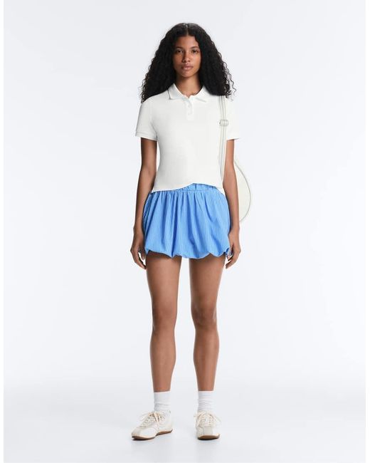 Oysho White Short Sleeve Piqué Polo Shirt