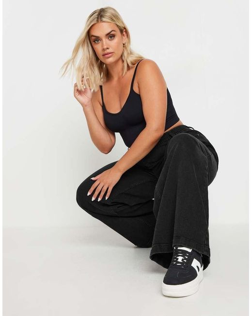 Yours Clothing Black Wide Leg Slouchy Jeans