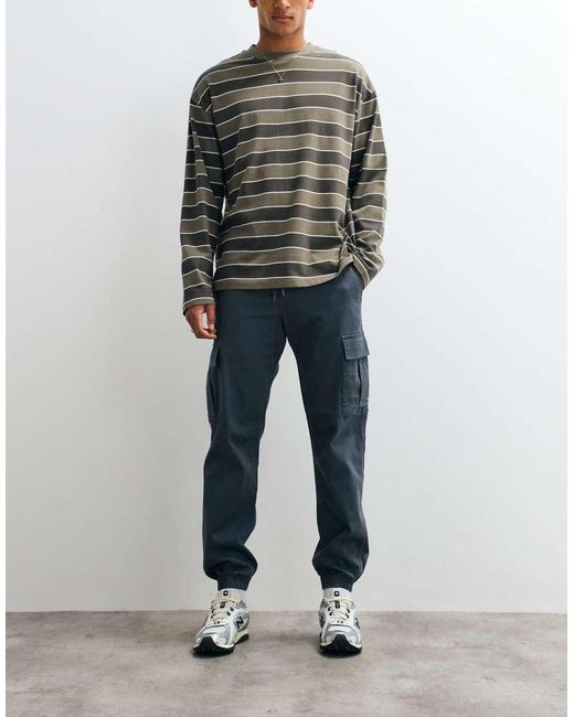 Jack & Jones Gray Cuffed Slim Cargo Trousers for men