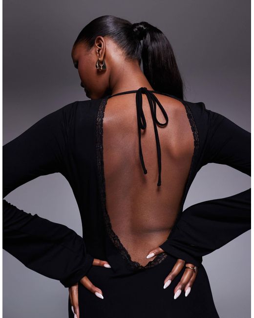 asos lace backless dress ASOS EDITION embroidered lace panel maxi dress with open back detail and asymmetric hem in white