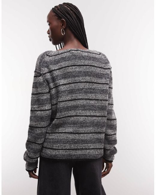 Weekday Gray V Neck Oversized Jumper